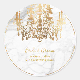 Sticker Rond PixDezines Faux Gold Chandelier en cristal Marbre