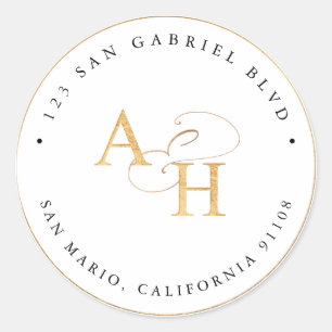 Sticker Rond PixDezines Faux Gold Monogramme + Ampersand