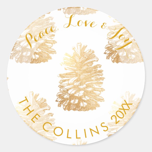 Sticker Rond PixDezines FAUX GOLD PINECONES/DO-IT-YOURSELF ARRI (Devant)