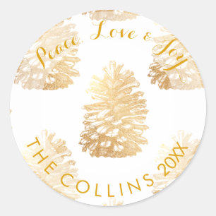 Sticker Rond PixDezines FAUX GOLD PINECONES/DO-IT-YOURSELF ARRI
