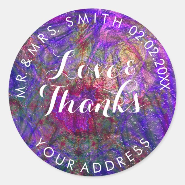 Sticker Rond PixDezines FAUX METALLIC VIOLET+OR (Devant)