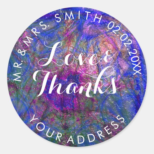 Sticker Rond PixDezines FAUX MÉTALLIQUE COBALT VIOLET+OR (Devant)