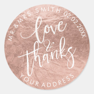 Sticker Rond PixDezines Faux Rose Gold/Love+merci