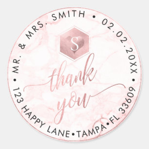 Sticker Rond PixDezines FAUX ROSE OR HONEYCOMB, MONOGRAM