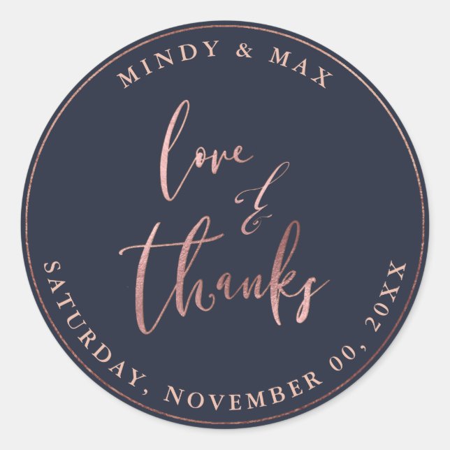 Sticker Rond PixDezines FAUX ROSE OR LOVE+THANKS|do-it-yourself (Devant)