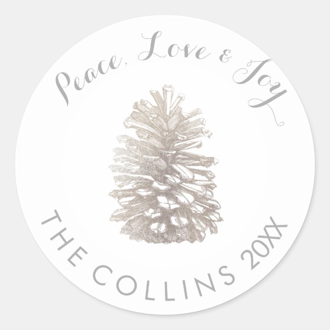 Sticker Rond PixDezines FAUX SILVER PINECONE/do-it-yourself ARR (Devant)
