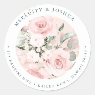Sticker Rond PixDezines Fleur Delicate, Blush Rose White Hyde