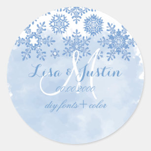 Sticker Rond PixDezines flocons de neige bleu placide/do-it-you