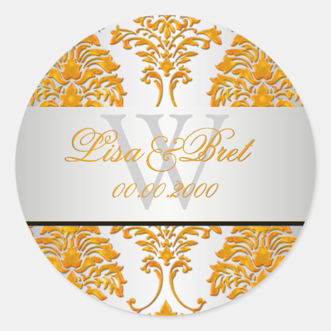 Sticker Rond PixDezines florentius damask/orange (Devant)