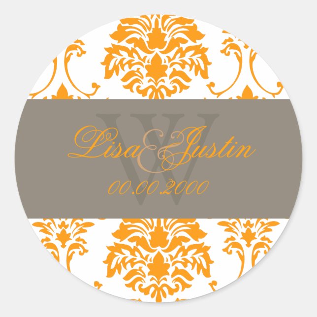 Sticker Rond PixDezines florentius damask/orange (Devant)