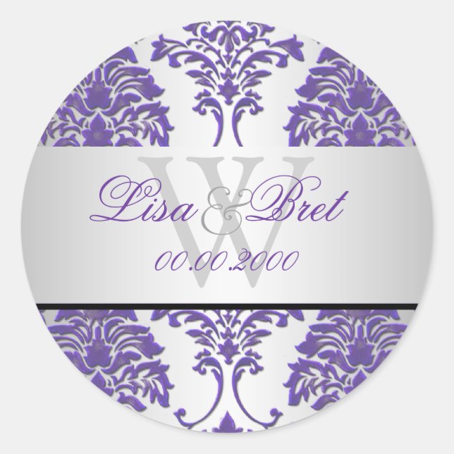 Sticker Rond PixDezines florentius damask/pourpre+argent (Devant)