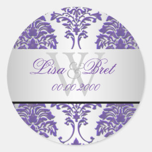 Sticker Rond PixDezines florentius damask/violet+argent
