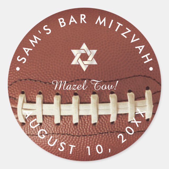 Sticker Rond ✡ PixDezines Football Mitzvah Pig Skin (Devant)
