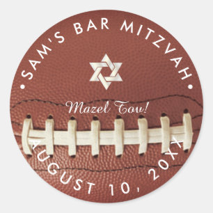 Sticker Rond ✡ PixDezines Football Mitzvah Pig Skin