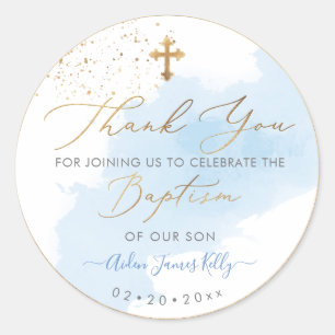 Sticker Rond PixDezines H2 Blue Gold Dust Baptism Merci