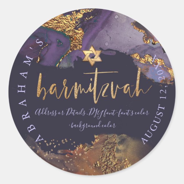 Sticker Rond PixDezines H2 Galaxy Moderne Bar Abstrait Mitzvah (Devant)