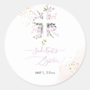 Sticker Rond PixDezines H2 Pink Eucalyptus Baptism