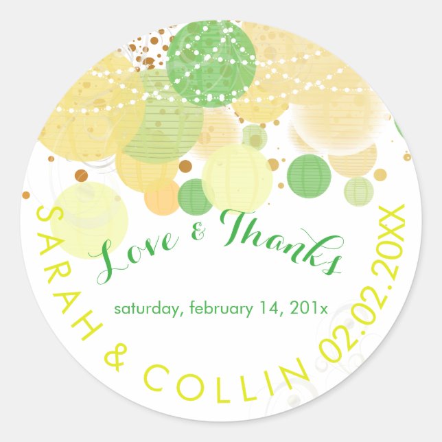 Sticker Rond PixDezines jaune/vert/lanternes/do-it-yourself arr (Devant)