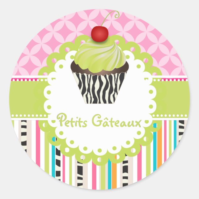 Sticker Rond PixDezines keylime tourne cupcake/do-it-yourself c (Devant)