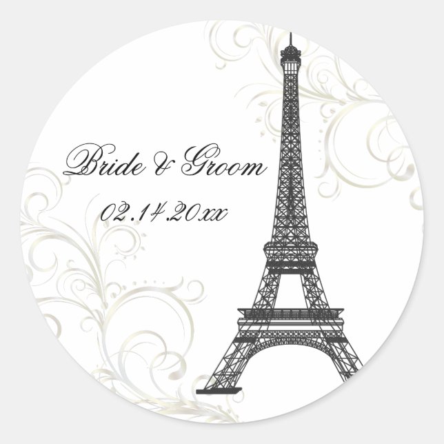 Sticker Rond PixDezines La Tour Eiffel+Fils/do-it-yourself coul (Devant)