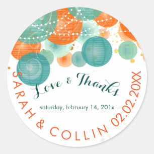 Sticker Rond PixDezines lanternes turquoise+orange/arrière - pl