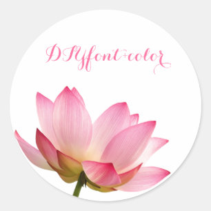 Sticker Rond PixDezines lotus rose/Arrière-plan DIY