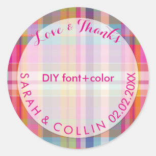 Sticker Rond PixDezines malibu plaid