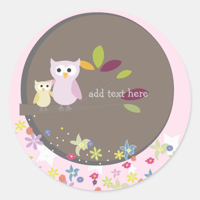 Sticker Rond PixDezines maman+bébé pour un baby shower (Devant)