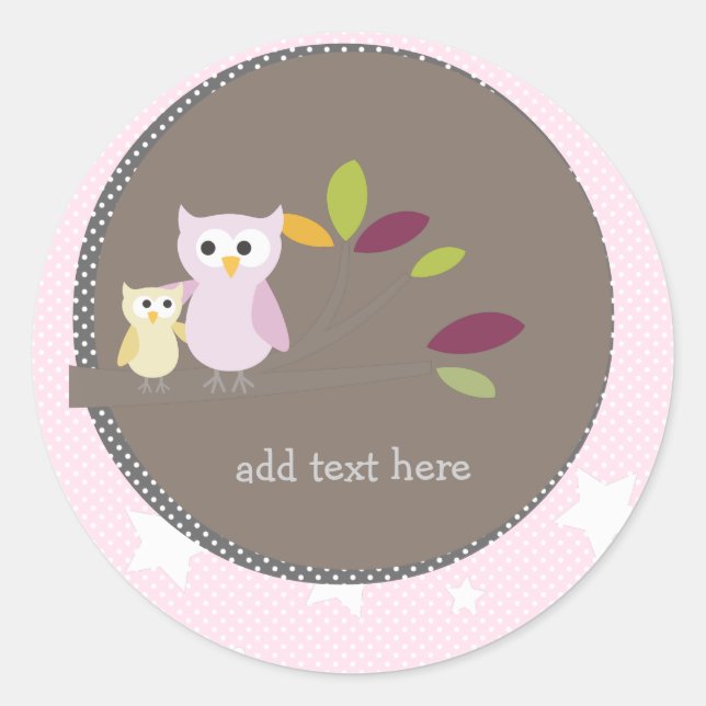 Sticker Rond PixDezines maman+bébé pour un baby shower (Devant)