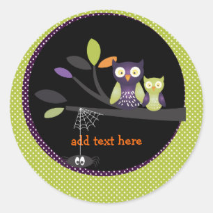 Sticker Rond PixDezines Mammy+baby owl, halloween