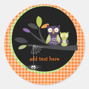 Sticker Rond PixDezines Mammy+baby owl, halloween