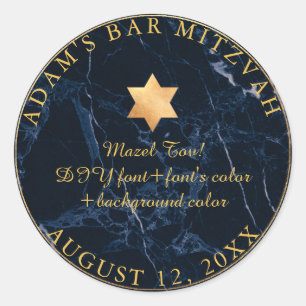 Sticker Rond PixDezines Marble Mitzvah Stickers/Bleu de minuit