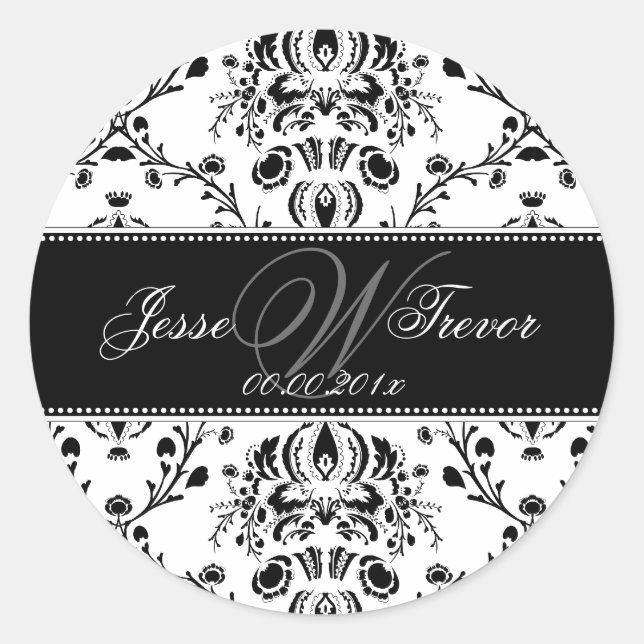 Sticker Rond PixDezines Monogram Dolcè Damask, do-it-yourself c (Devant)