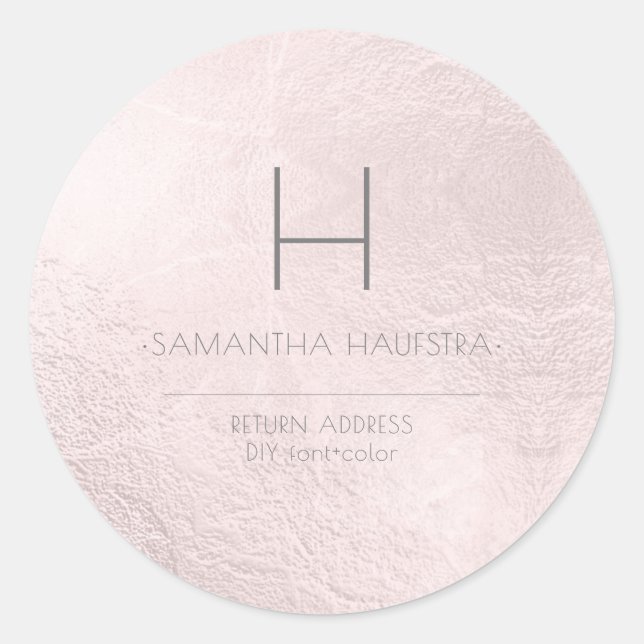 Sticker Rond PixDezines Monogram Faux Blush Foil (Devant)