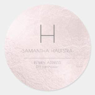 Sticker Rond PixDezines Monogram Faux Blush Foil
