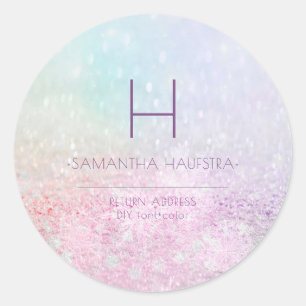 Sticker Rond PixDezines Monogram Ombre Snow Brokeh
