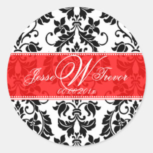 Sticker Rond PixDezines Monogram Tanza Damask, do-it-yourself a