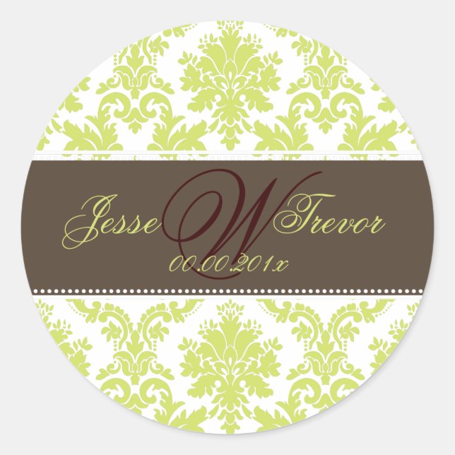 Sticker Rond PixDezines monogramme paloma damask, do-it-yoursel (Devant)