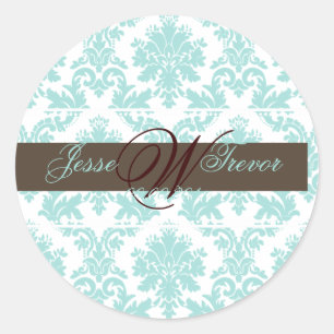 Sticker Rond PixDezines monogramme paloma damask, do-it-yoursel