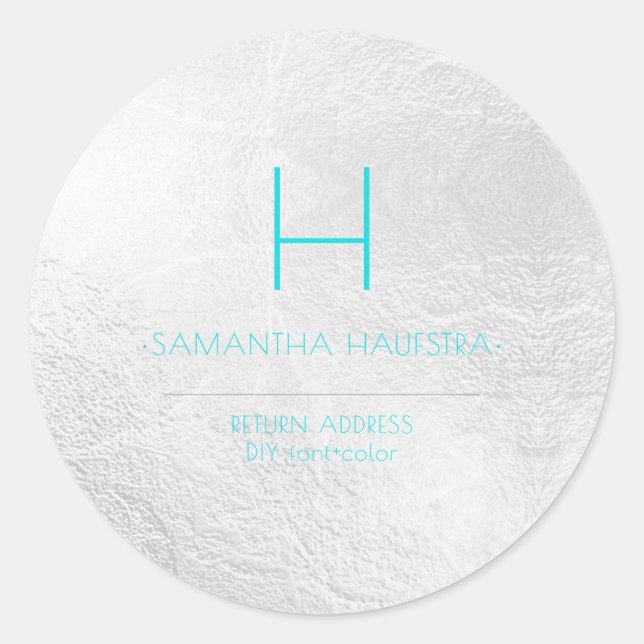 Sticker Rond PixDezines Monogramme Platine+Aqua (Devant)