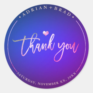 Sticker Rond PixDezines Neon Glow Merci+Navy Blue