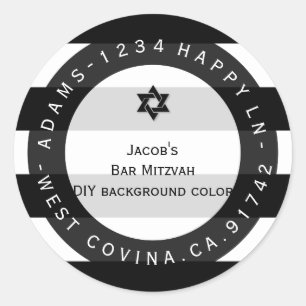 Sticker Rond PixDezines noir+blanc rayures mitzvah retour ajout