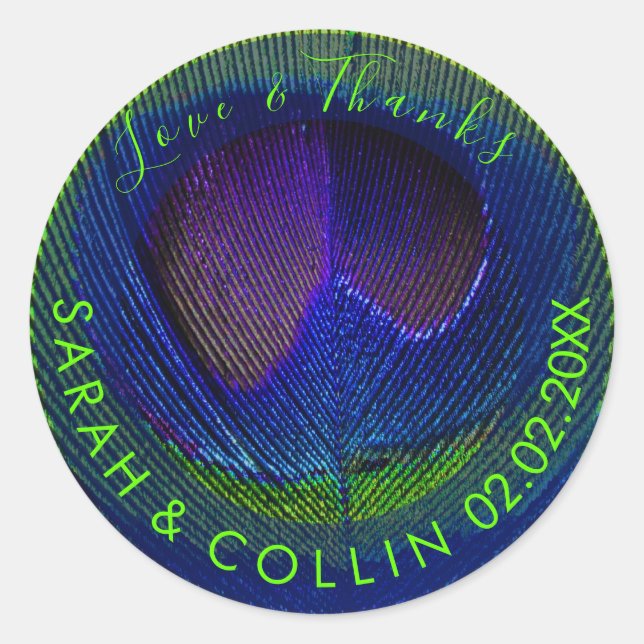 Sticker Rond PixDezines oeil paon/bleu cobalt/vert néon (Devant)