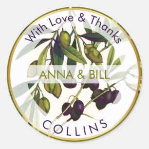 Sticker Rond PixDezines Olives botaniques Vintages/Merci do-it-