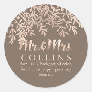 Sticker Rond PixDezines Olives/Faux Rose Gold/do-it-yourself ar