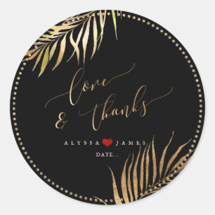 Sticker Rond PixDezines Palmiers Tropicaux Faux Gold