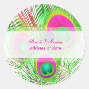 Sticker Rond PixDezines Peacock Feather/diyfont couleur