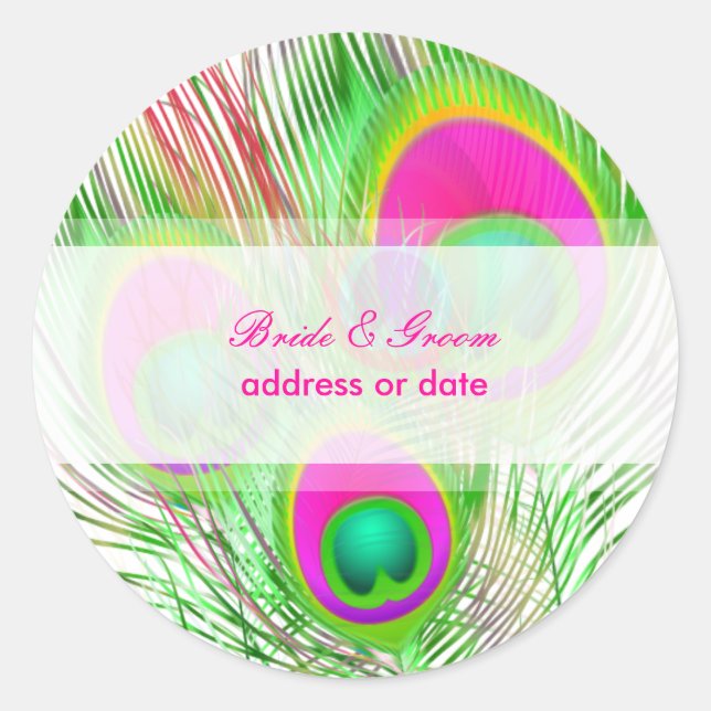 Sticker Rond PixDezines Peacock Feather/diyfont couleur (Devant)