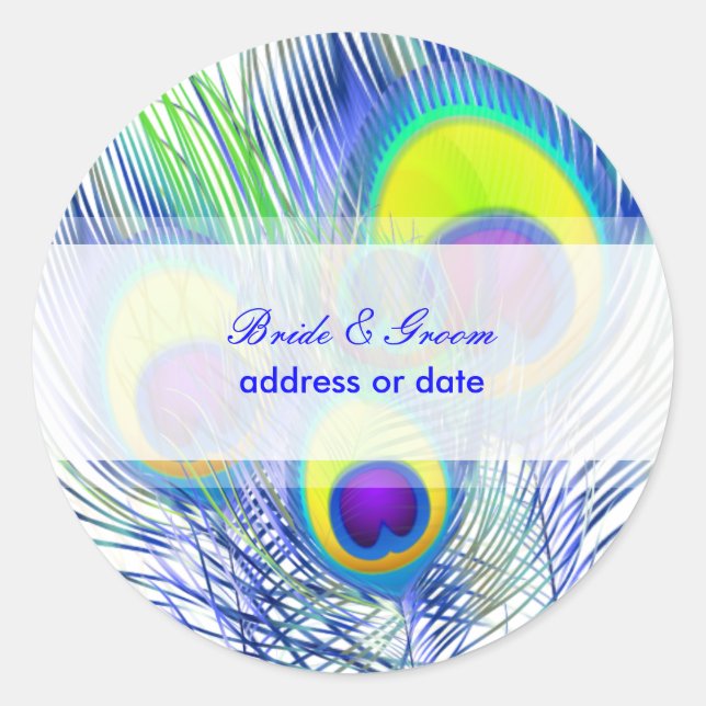 Sticker Rond PixDezines Peacock Feather/do-it-yourself couleur (Devant)