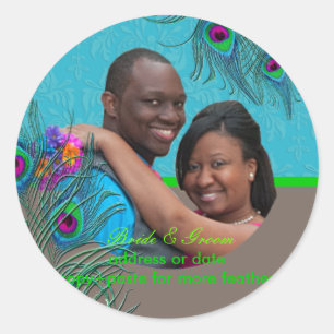 Sticker Rond PixDezines Peacock Feather/do-it-yourself couleur 